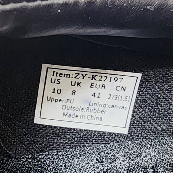 Black Faux Leather Slip-On Sneakers Size 10 US Men Slip Resistant - Picture 4 of 11